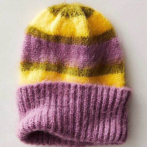 FREE PEOPLE The Groove Strip Beanie  Sunny Stripe - Picture 1 of 3